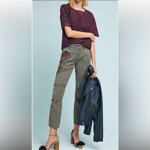 Anthropologie The Wanderer Embroidered‎ and Beaded Pants 29 layered boho